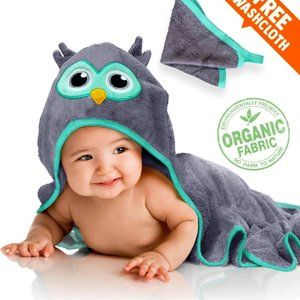 Baby Owl Hooded Towel | Organic Bamboo | Free Cloth | All Ages | Unisex | NEW